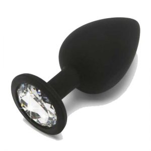 SILICONE BUTT PLUG BY TOYJOY LARGE ΜΑΎΡΗ ΣΦΉΝΑ-STRASS