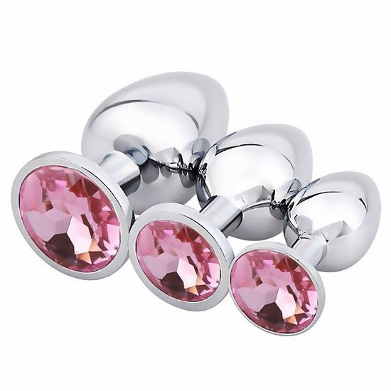 ΜΕΤΑΛΛΙΚΗ ΣΦΗΝΑ ΜΕ ΡΟΖ STRASS PINK SMALL METAL PLUG