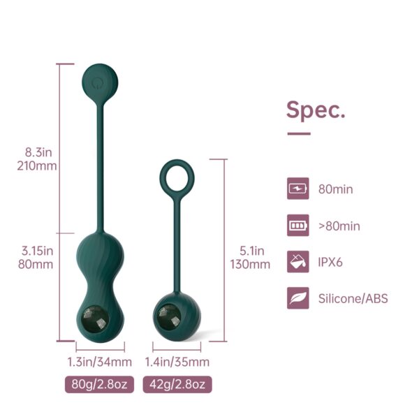 Crystal Duo Smart Kegel Vibrator with Weight Set