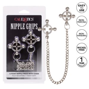 4 Point Nipple Press w Chain Black